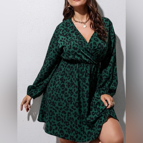 SHEIN green leopard dress size 4X - Picture 3 of 5